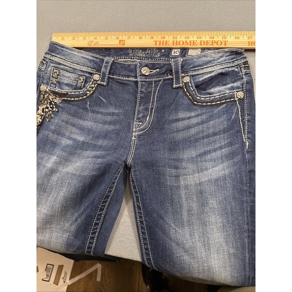 Miss Me Jeans Womens 30 EASY Boot JE556E3R Embellished THICK STITCHING - Picture 9 of 11